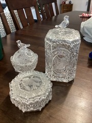 3 Set VTG HOFBAUER BYRDES Crystal Trinket Boxes Bird, W. Germany Mid-late 1900s