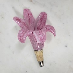 Vtg Murano 3pcs Crystal Flower Cork Stopper Pink Blue Green Hand Blown Art Glass