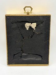 Vtg B&S Creations, NY Handpainted Porcelain Cameo Gold Frame Plaque 5.5×4.75”