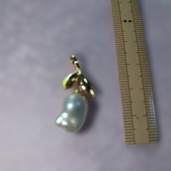 Freshwater Pearl Leaf Pendant S925 Silver Gold Color Jewelry Used
