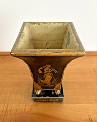 Vintage French Neoclassic Directories Style Toleware / Vase / Flared Cachepot