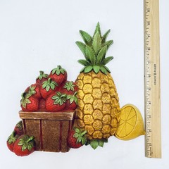 VTG 1975 Homco/Syroco #7350 #73510 USA 2pc Fruit Wall Hanging Plaques Farmhouse