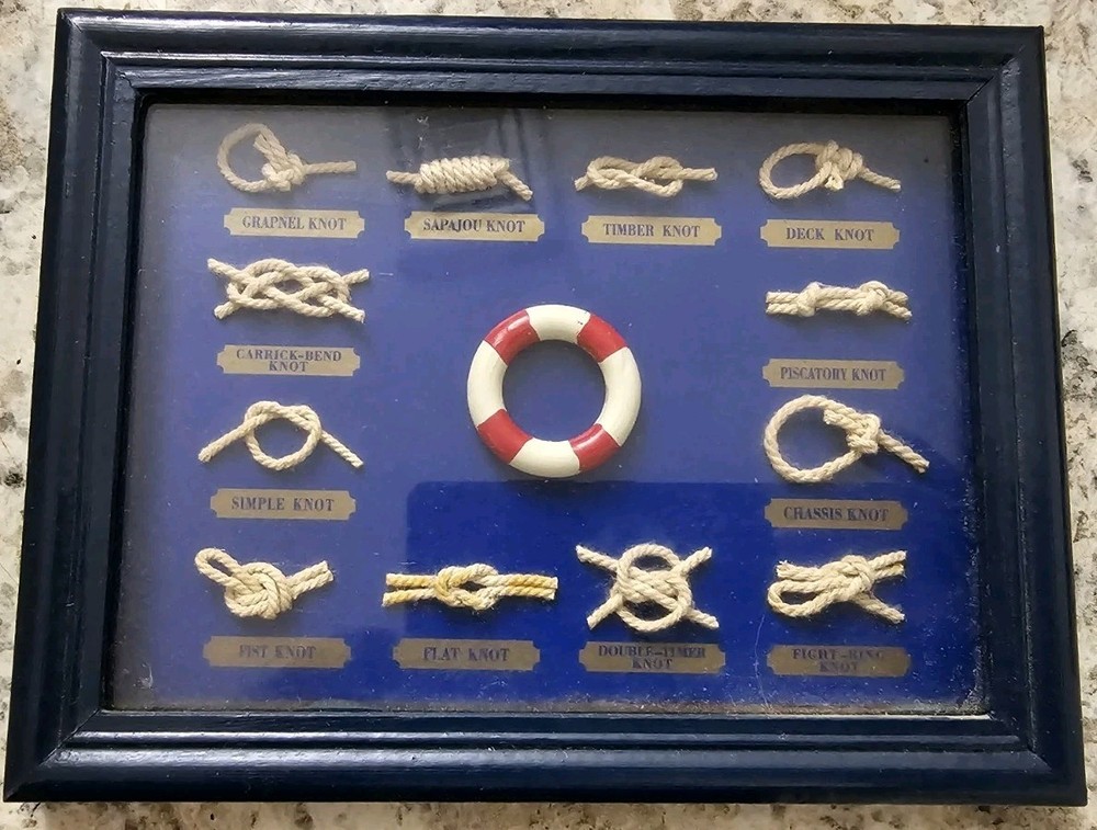 Maritime 3D Knot Shadow Box Nautical Framed Picture Wall Art Decor Ships Wheel
