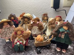 Lot of 9 vintage ladie and friends collectible folk art 1980-1990’s
