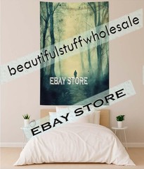 Ghostly Forest Walk Tapestry forest fog gothic lonely 39X59 in