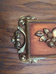 Vtg 1971 Gold Syroco Floral Fruit Wall Plaque 20” Tall 7222 Made In USA PVUC MCM