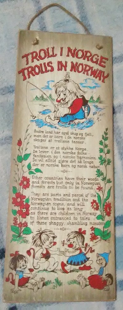 Trolls In Norway Vtg Wall Hanging Decor Made in Norway