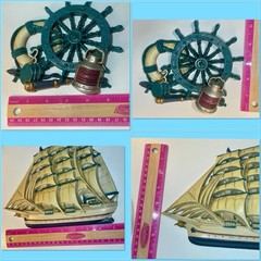 Vintage Burwood Nautical Clipper Ship Wall Plaque Set – Set of 4 – Made in USA