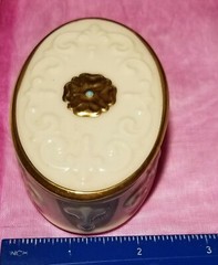 Vintage Lenox Off White Porcelain With Gold Trim Covered Trinket Box Made In USA