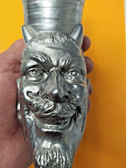 Vintage Devil Mephistopheles Metal Pencil Holder Cup Heavy Cast Metal Desk Decor