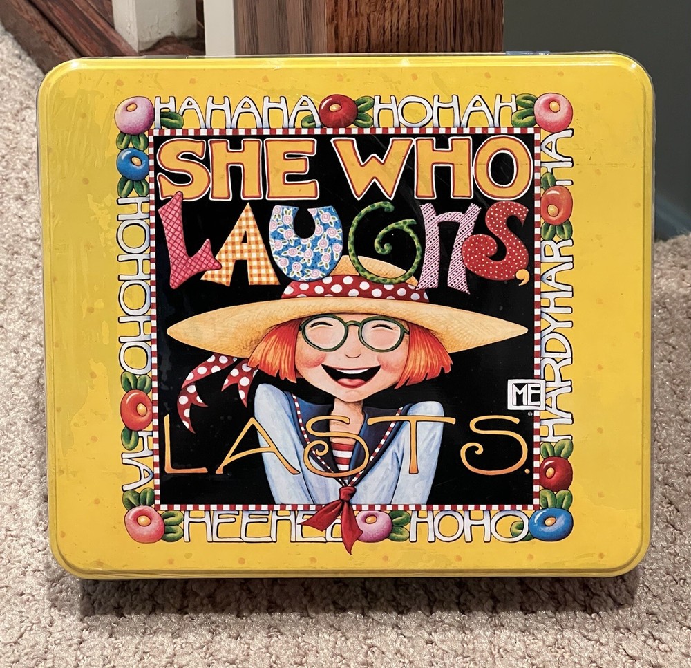 Mary Engelbreit Tin Collectible SHE WHO LAUGHS LAST JCPenney Exclusive -New