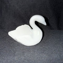 Vintage Limoges France Gout de Ville White Porcelain Swan Trinket Dish Figurine