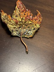 Gorgeous Vintage Rare Jay Strongwater Metal Enamel Leaf with Crystals