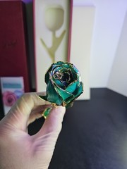 Beautiful Gold Dipped Rose 24K Plated Forever Preserved Roses Flower Blue 11″~~