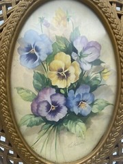 Homco Gold Lattice Frame Fran Anderson Vintage Floral Print Cottagecore Frame
