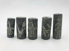 5 Pieces Lot Ancient Near Eastern Genuine Black Stone Cylinder Seals