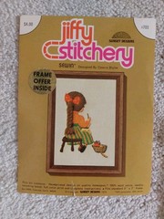 Vtg 1973 Sunset Design Jiffy Stitchery “Sewin” #703 Completed Unframed