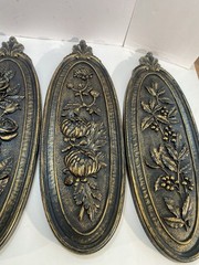 VTG 4 Seasons Syroco Floral Wall Plaques Hollywood Regency MCM Molded Plastic