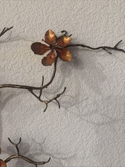 Vintage 60s Home Interior MCM Copper & Gold Tone Metal Wall Art Flower Stems