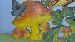 Vintage 1970’s Homco Mushroom Butterfly Frog Plastic Wall Plaque