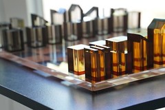 Minimalistic Brown & Black Crystal Chess Set | Architectural Design Chess Set