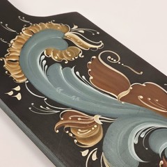 VTG Hand Painted Rosemaling Wood Bread Cutting Board Farmhouse Folk Art 19.5″