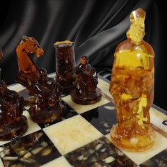 Made in USA Baltic Amber Chess Set Teutonic Knights Handmade Collectible Gift