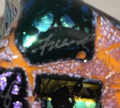 Bruce Freund ❤️ Signed Studio Dichroic Art Glass Purple Perfume Bottle 7”