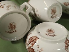 ALBION BLOSSOM Chamber Set,5 piece Pitcher and Bowl set England,Brown and white
