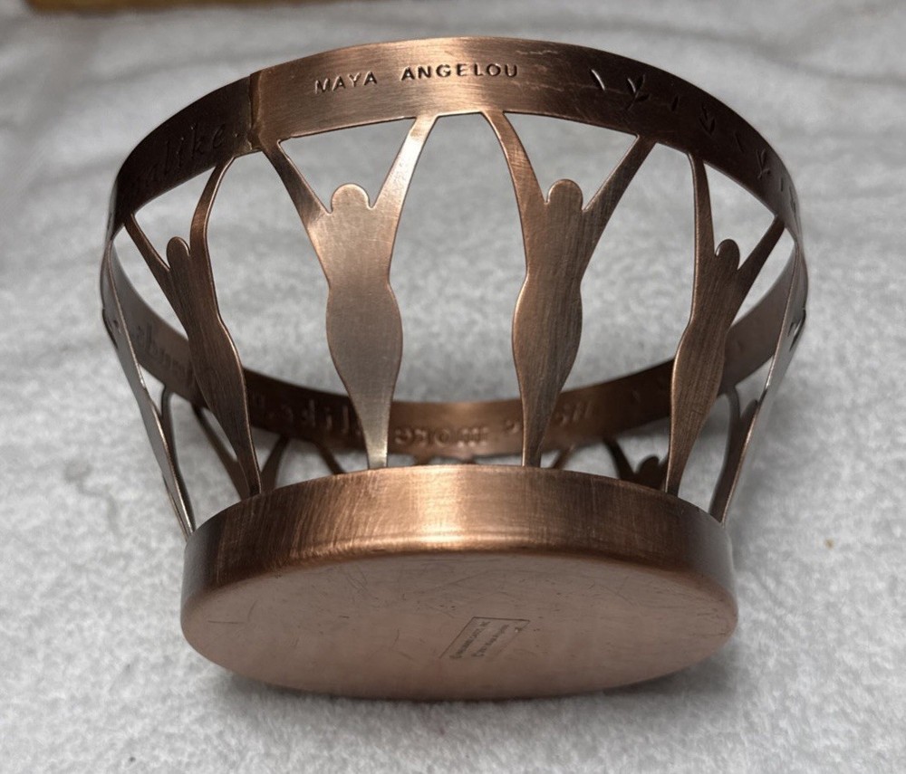 VTG Hallmark Maya Angelou Copper Figures Bowl Candle Holder “…more alike…” 2001