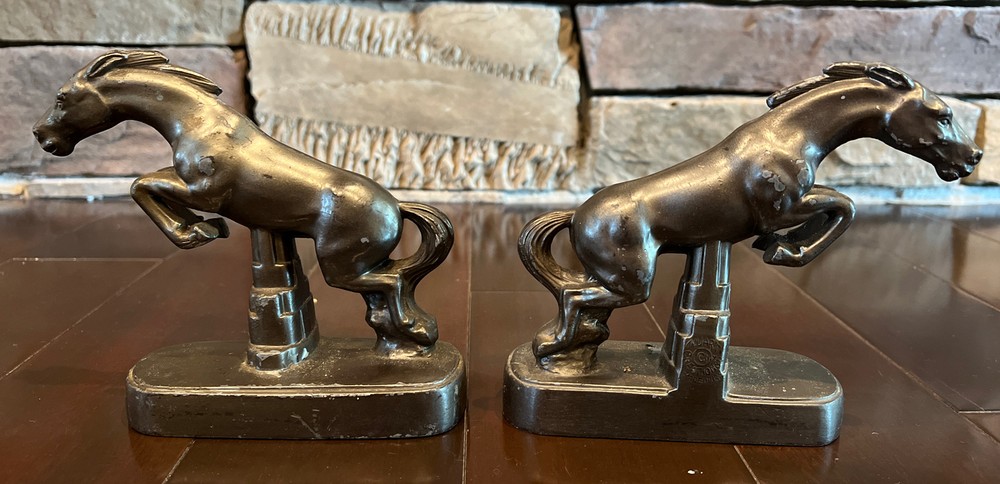 Nuart Creations Jumping Horse Cast Metal Bookends Art Deco Pair Book End