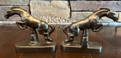 Nuart Creations Jumping Horse Cast Metal Bookends Art Deco Pair Book End