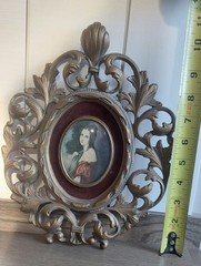 Vintage Cameo Creation Gold Frame Victorian Lady Portrait Hollywood Regency Art