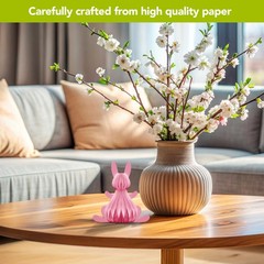 Spring Easter Pink Bunny Honeycomb – Small Magnetic Paper Decor – 5 x 5