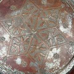 Large ( 13inch ) Late Antique Copper Middle Eastern Charger Plate