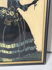 Pair 1940 Reliance Flat Glass Silhouette Old Fashioned Garden Blossom Time