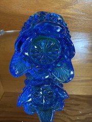 Vintage Fenton Colonial Blue Hobnail Toothpick Holder / Votive 3 Footed