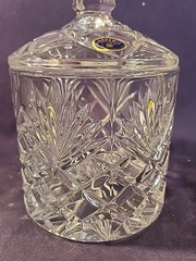 Bohemia 24% Lead Crystal Biscuit/Candy Jar W/Diamond & Fan Design