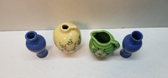 Lot of 4 Vintage Miniature Pots Pitcher hand painted Made in USA