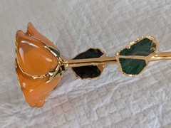 Steven Singer Orange Real Rose Preserved & Dipped in 24kt Gold