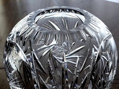 GORGEOUS VINTAGE 1950’s VAL St. LAMBERT CLEAR CUT HOBSTAR HEAVY CRYSTAL VASE