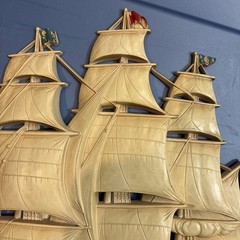 SYROCO Tall Ship Wall Plastic 3D Plaque 4261 Sailing Decor 16.5″x13″ VTG