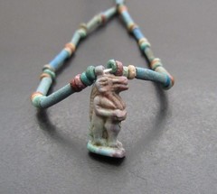 NILE Ancient Egyptian Tuaret Amulet Mummy Bead Necklace ca 600 BC