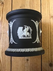 Wedgwood Jasperware Black 6.5” Tobacco Box/Jar! MIE