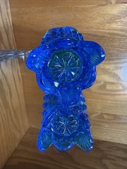 Vintage Fenton Colonial Blue Hobnail Toothpick Holder / Votive 3 Footed