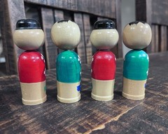 Vintage Mini Bobblehead Kokeshi Couple 1960’s Japan *2 Sets*