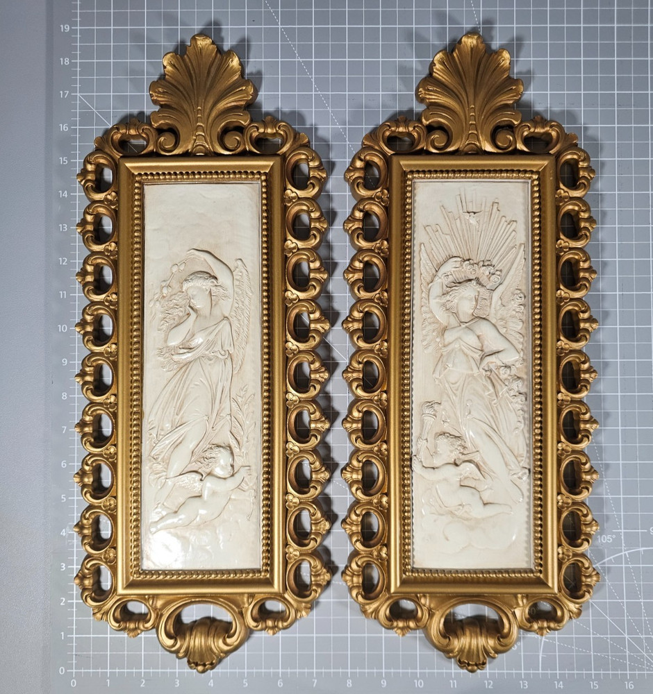 Vintage 1976 Pair of HOMCO Wall Hangings 7410 Made in USA A DART IND. 19″ X 7.5″