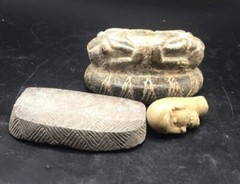 Chorlite Stone Rare Old Bactrain Male Compsite Idol Statue With Wild Animal Gurd