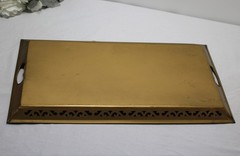 Large Vintage 22.5″ Metal Toleware Tray With Hand Painted Flowers Pilgrim Arts