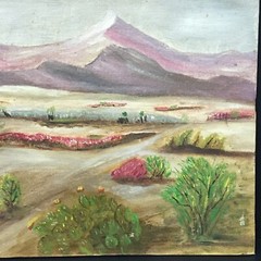 Vintage Amateur Desert Mountain Plein Air Landscape Oil Painting Unframed Issues